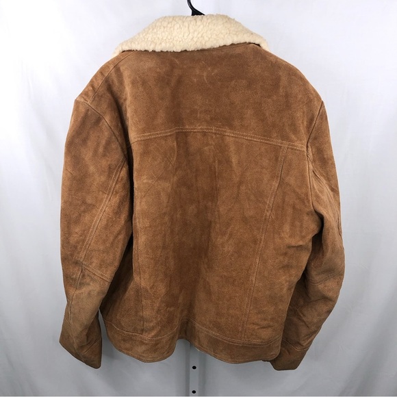 Vintage JC Penny Rancher Suede Trucker Jacket Sherpa Lined Mens 46 Reg Snaps - Picture 8 of 8